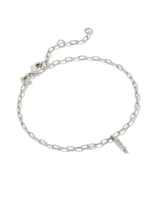 Crystal Letter "I" Delicate Bracelet- Rhodium Tone
