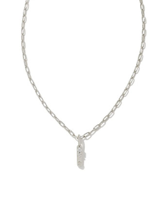Crystal Letter "I" Pendant Necklace- Rhodium Tone