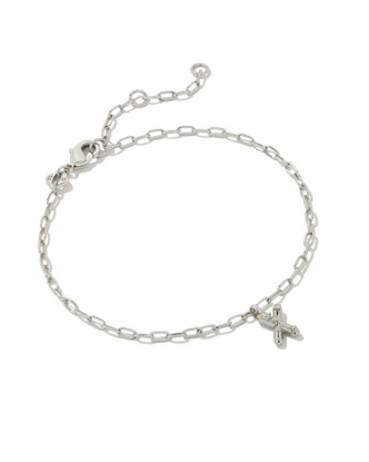 Crystal Letter "X" Delicate Bracelet- Rhodium Tone