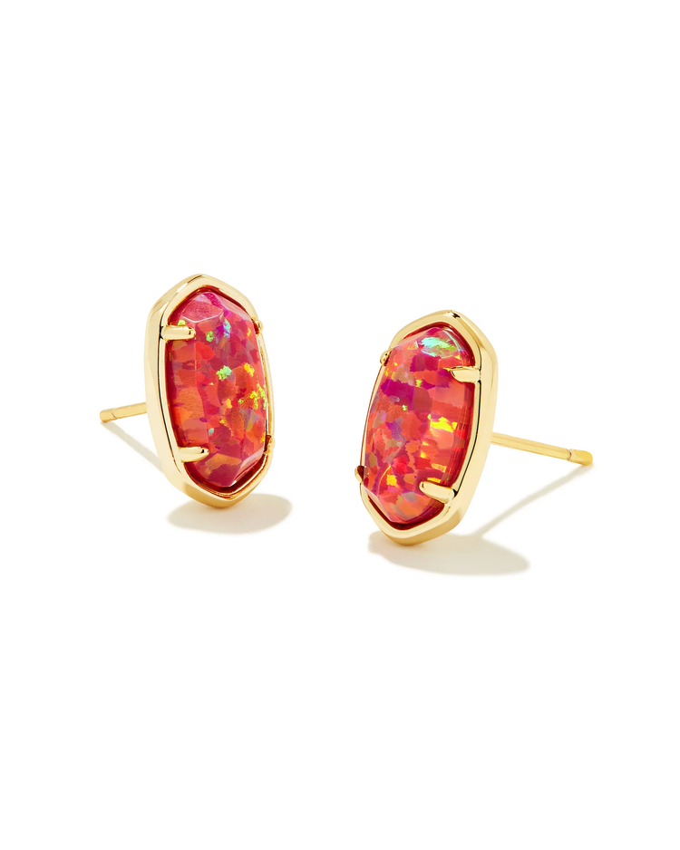 Grayson Stone Stud Earrings in Berry Opal- Gold Tone