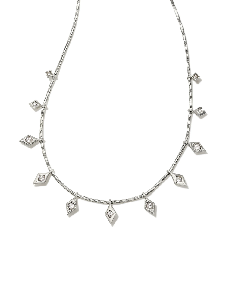 Kinsley Strand Necklace in White CZ- Rhodium Tone