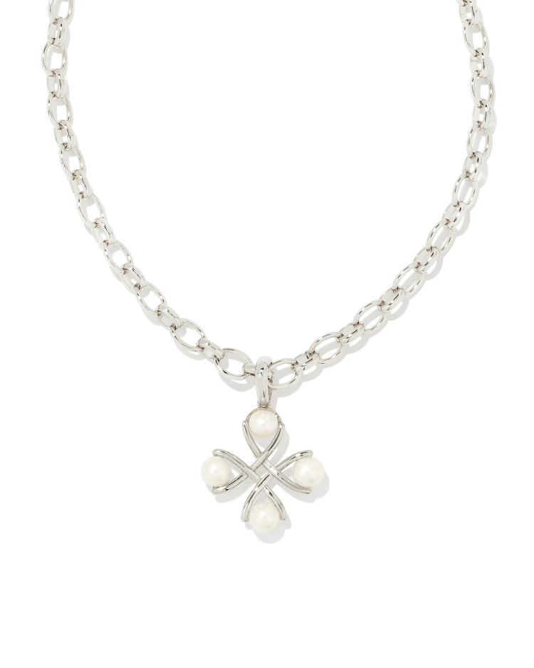 Everleigh Pearl Pendant Necklace in White Pearl- Rhodium