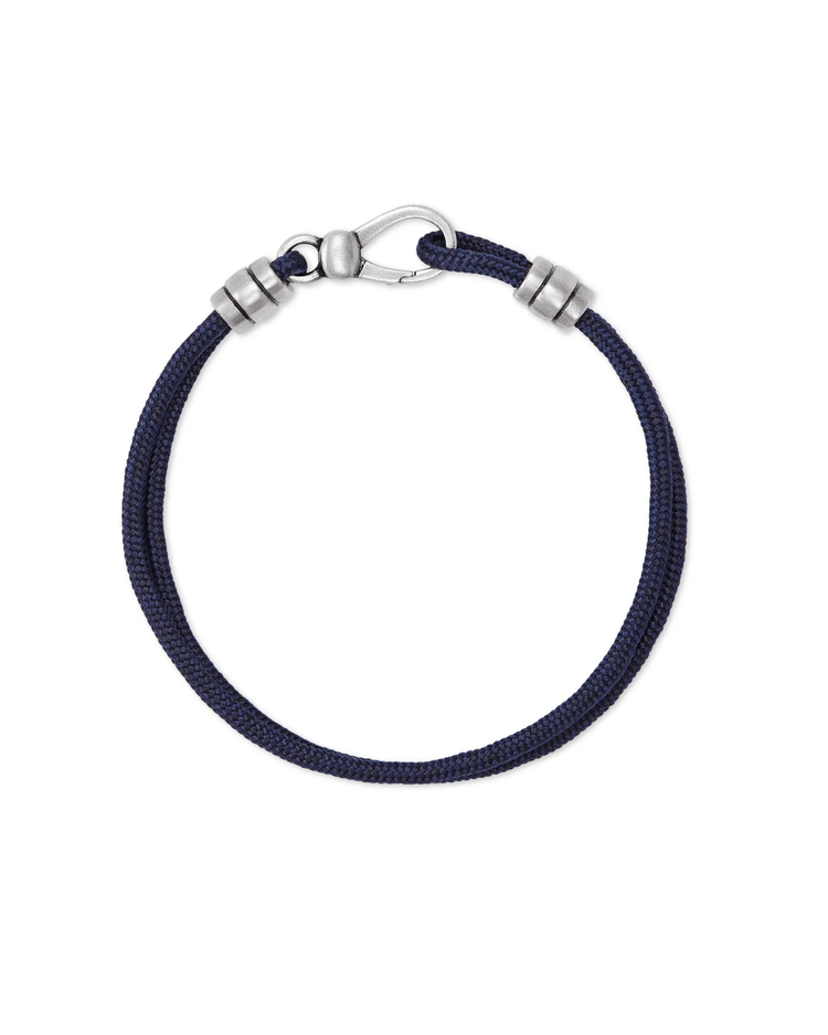 Kenneth Corded Bracelet in Oxidized Silver + Navy- Medium