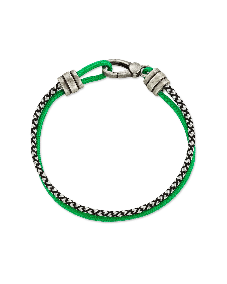 Kenneth Corded Bracelet in Oxidized Silver + Verde Mix- Large