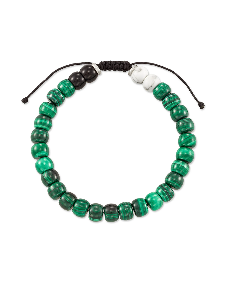 Cade Beaded Bracelet in Oxidized Silver + Verde Mix- Large