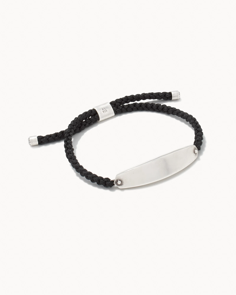 Robert Corded Bracelet in Oxidized Silver + Black- Medium