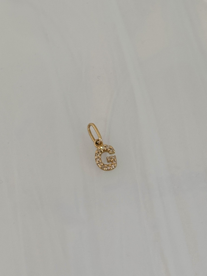 Petite Diamond Initial "G" Pendant- 14KY