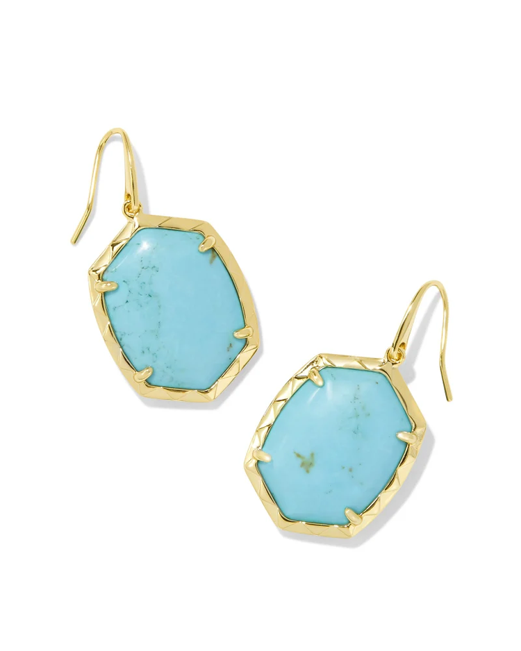 Daphne Drop Earrings in Variegated Turquoise- Gold Tone