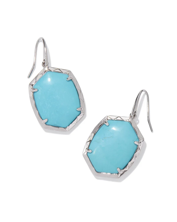 Daphne Drop Earrings in Variegated Turquoise- Rhodium Tone
