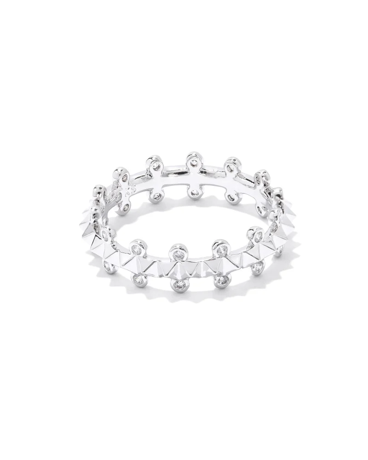 Jada Band Ring in White Crystal- Rhodium Tone (Size 7)