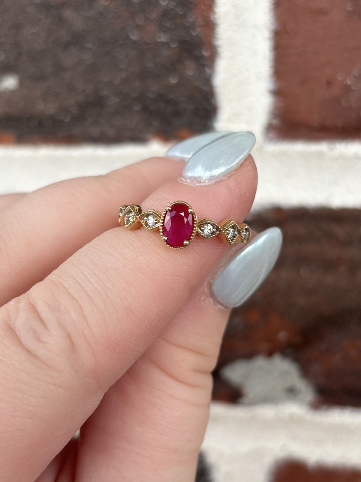 Unique Ruby and Diamond Ring- 14KY