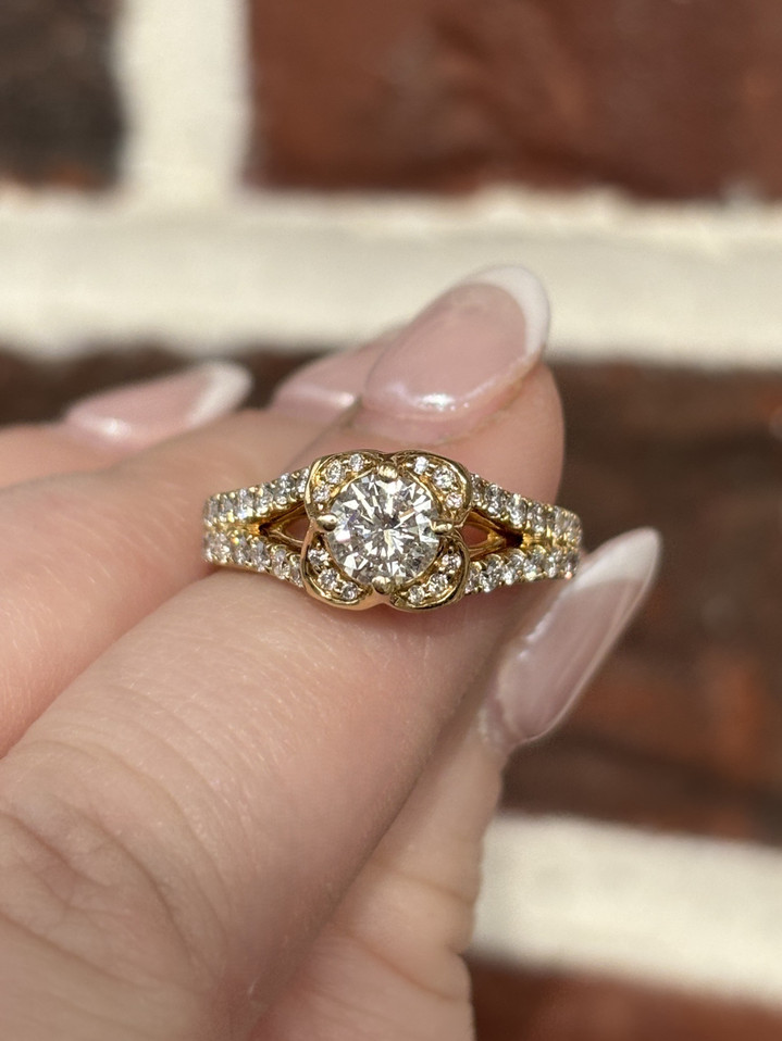 1.60cttw Unique Floral Inspired Split Shank Engagement Ring