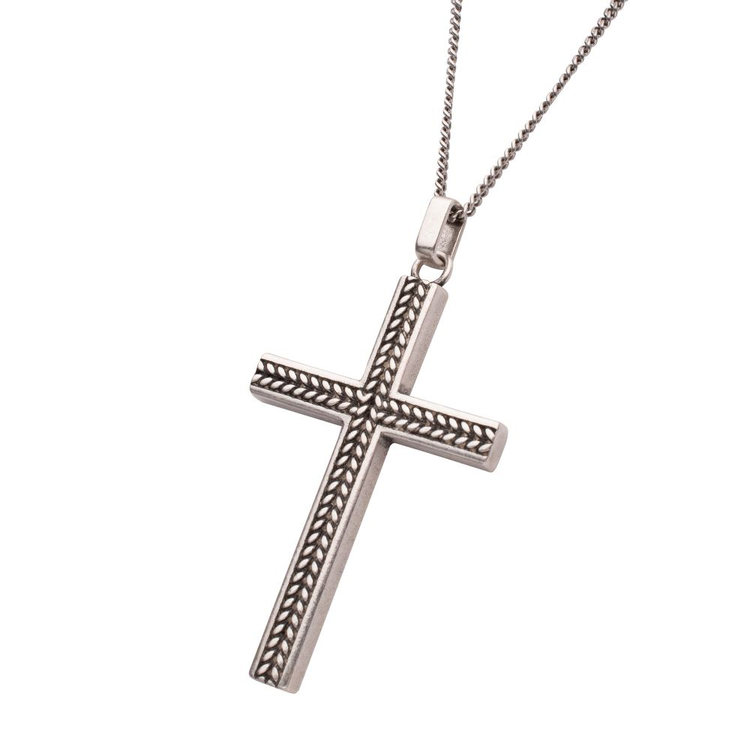 Chevron Cross Pendant with Box Chain