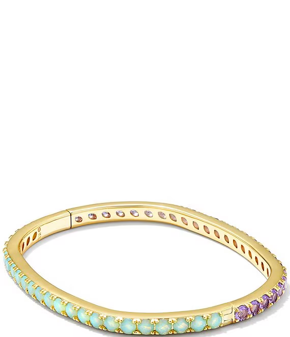 Chandler Bangle Bracelet in Green Lilac Mix- Gold Tone (M/L)