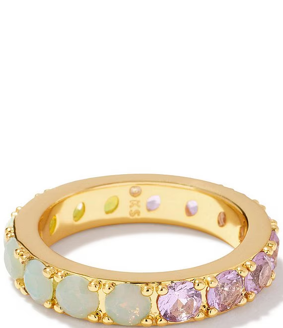 Chandler Band Ring in Green Lilac Mix- Gold Tone (Size 7)