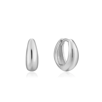 Silver Luxe Huggie Hoop Earrings (E024-03H)
