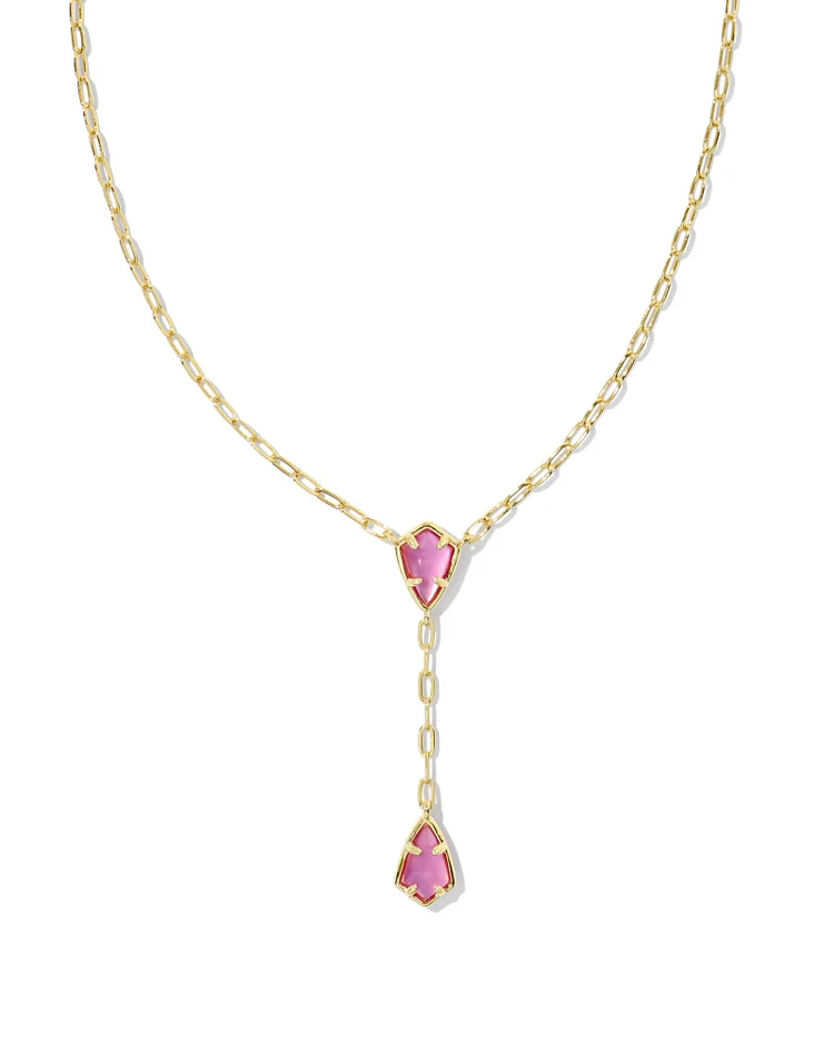 Camry Y Necklace in Azalea Illusion- Gold Tone