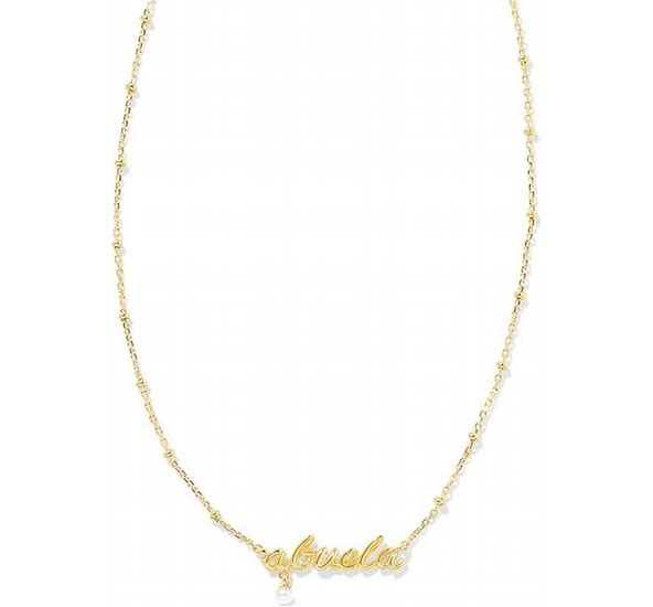 Abuela Script Pendant Necklace with White Pearl- Gold Tone