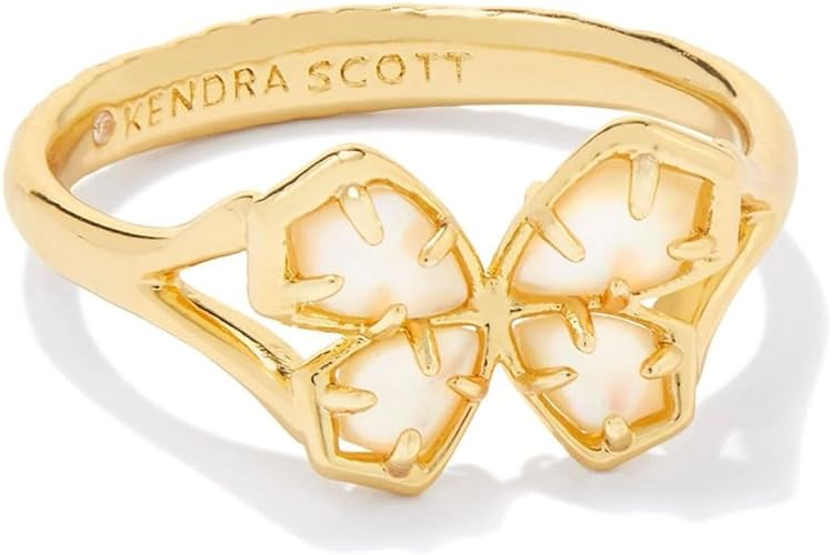 Mae Butterfly Cocktail Ring in Golden Abalone- Gold Tone (Size 8)