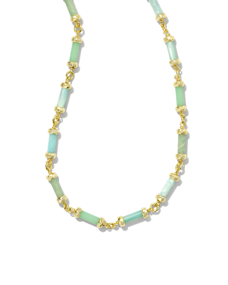 Gigi Strand Necklace in Blue Mix- Gold Tone