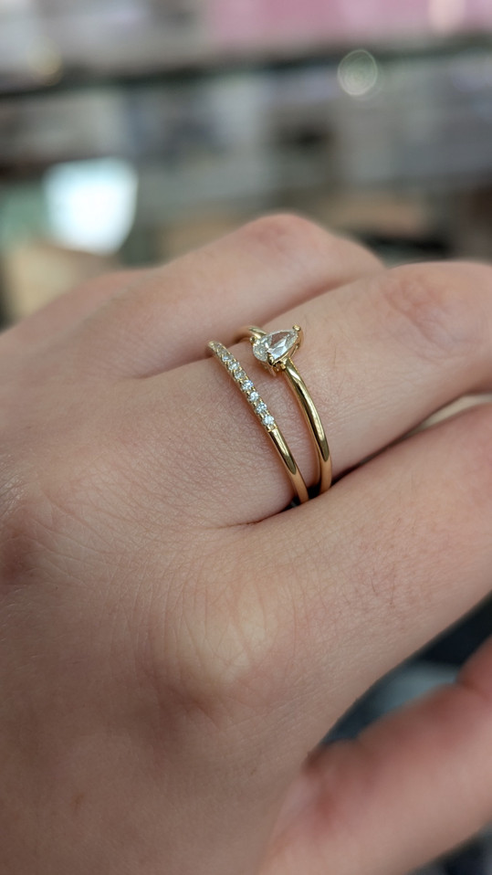 .33cttw Pear and Diamond Stackable Ring- 10KY