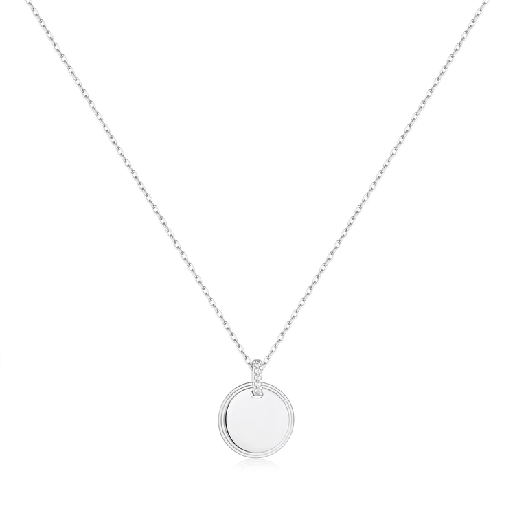 Silver Disc Pendant Necklace (N058-01H)