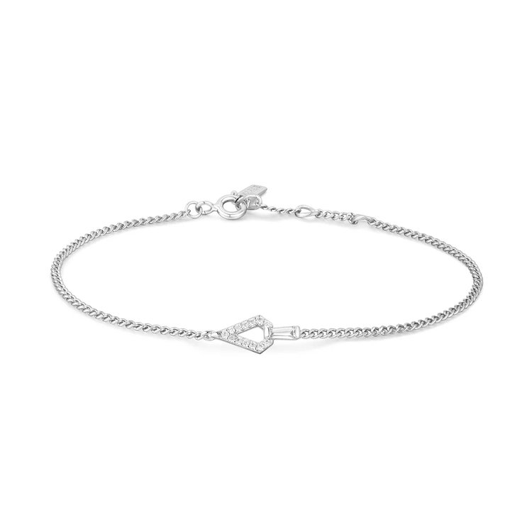 Silver Geometric CZ Bracelet (B059-02H)