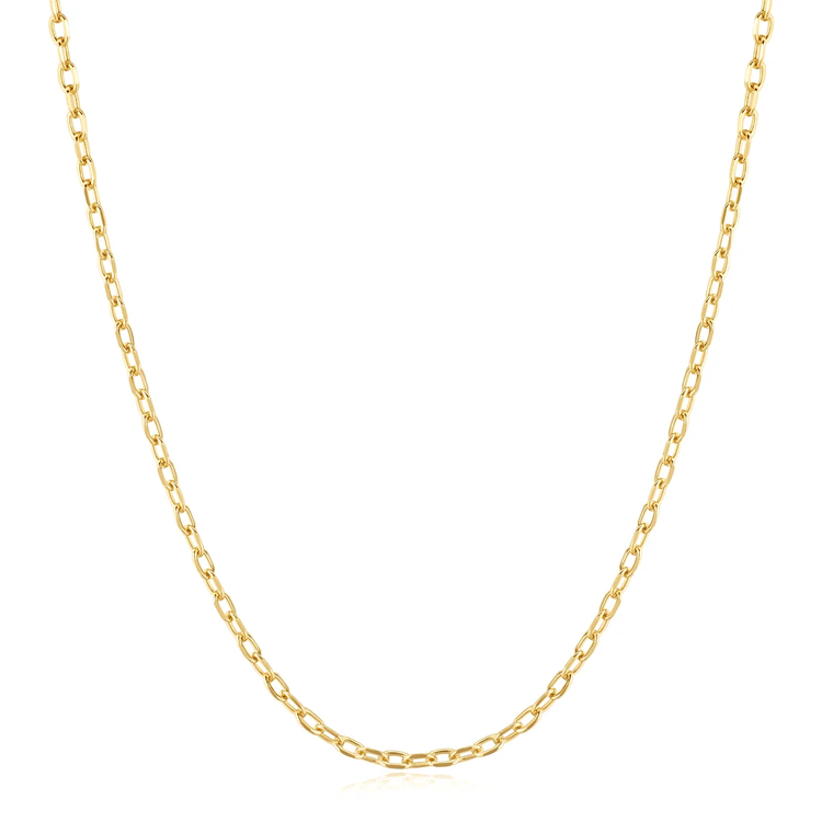Gold Rectangle Link Chain Necklace (N060-03G)