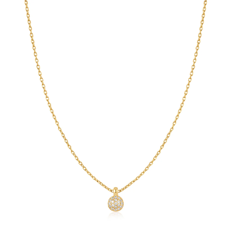 Gold Sphere Pave Necklace (N061-01G)
