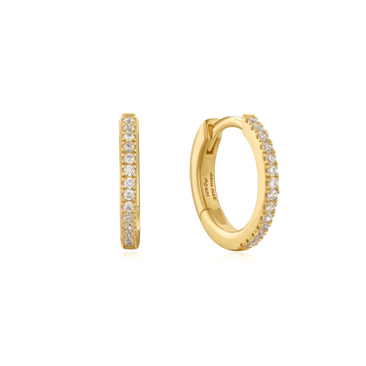 Gold Classic Pave Huggie Earrings (E060-02G)