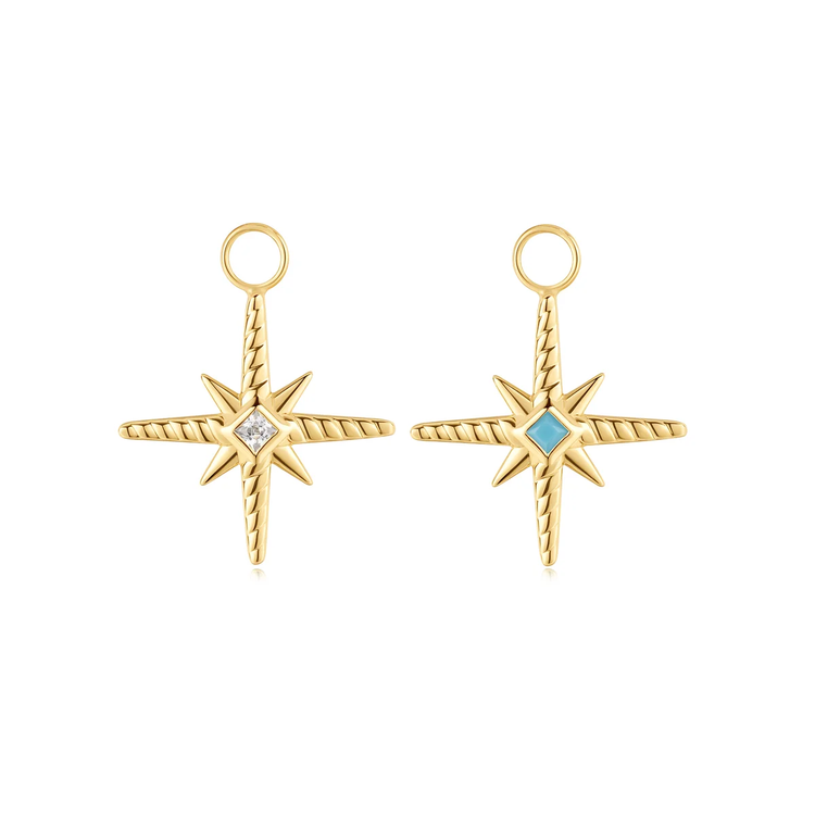 Gold Turquoise and CZ Earring Charm (EC060-04G)