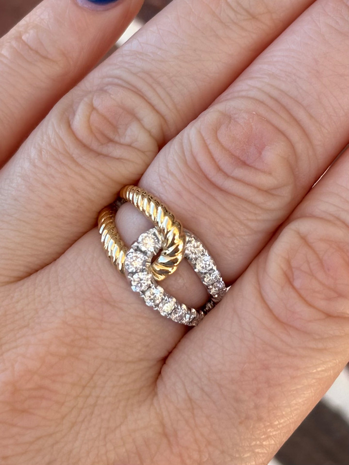 .81cttw Two Tone Diamond Rope Ring- 14KY/W