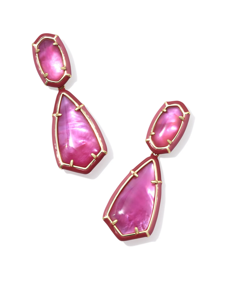 Camry Enamel Framed Statement Earrings in Azalea Illusion- Gold Tone