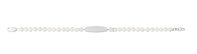 Pearl Bracelet with Engravable Plate-Sterling Silver