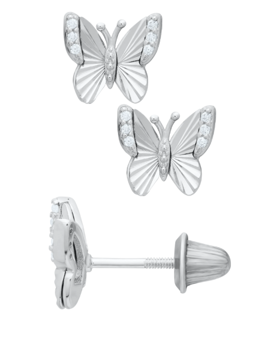 Butterfly Earrings with Cubic Zirconia Stones-Sterling Silver 