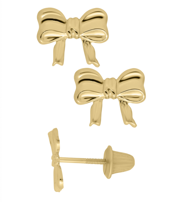 Bow Stud Earrings-14KY