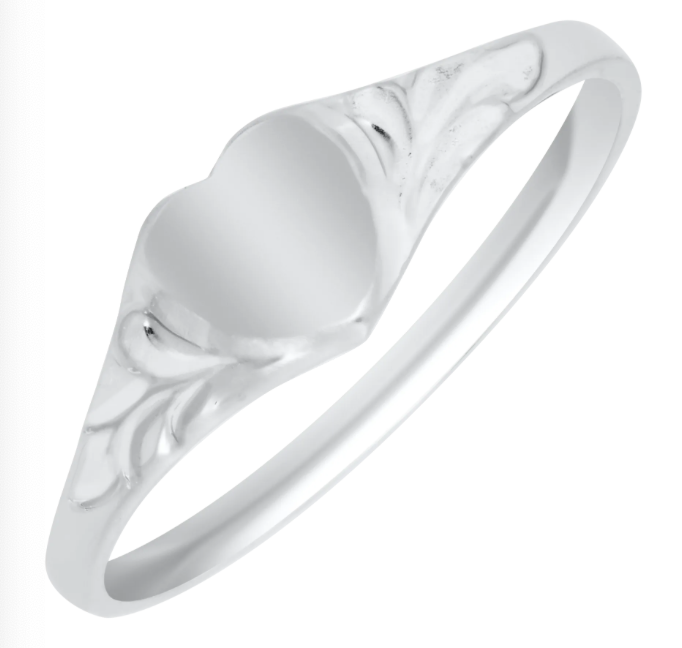 Engravable Child's Heart Signet Ring-Sterling Silver 