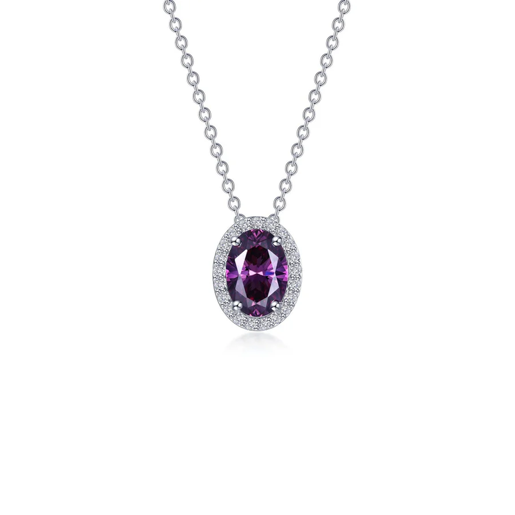 Simulated Amethyst Necklace with Halo 