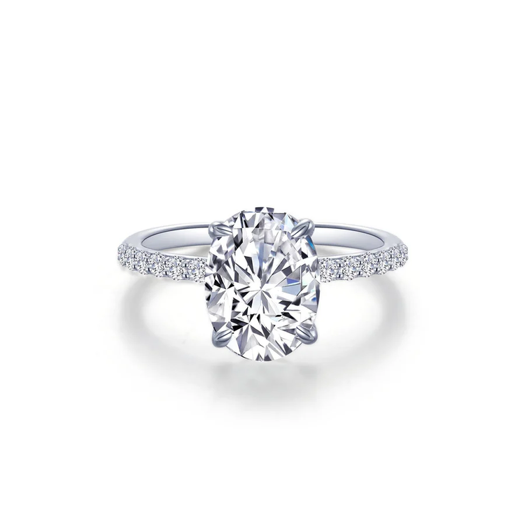 Oval Solitaire Engagement Ring with Accent Stones