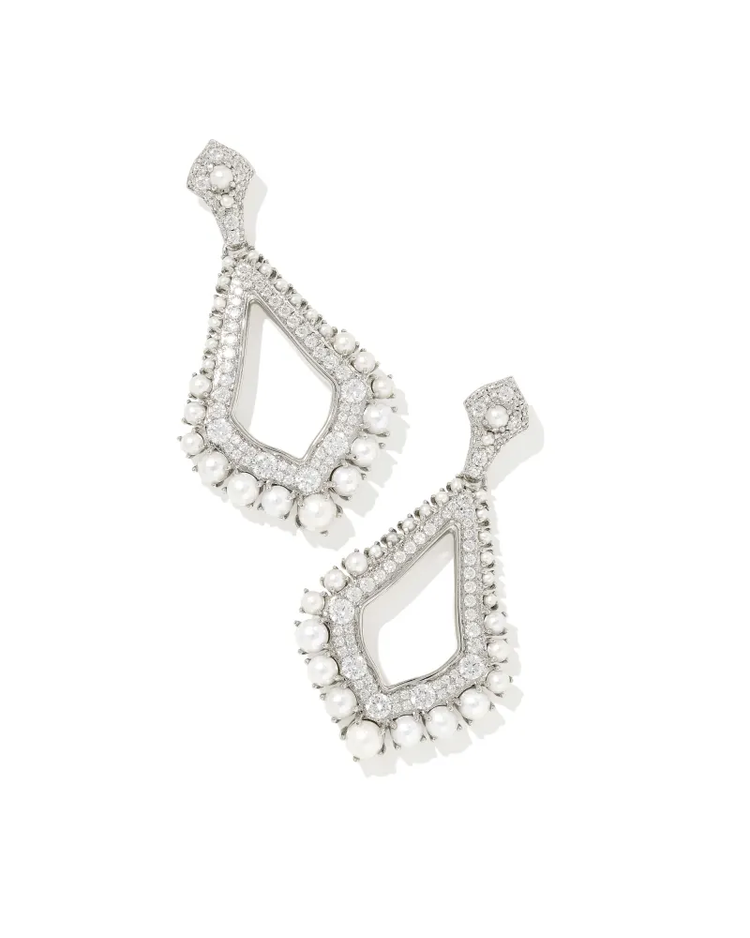 Krista Statement Earring in White Mix- Rhodium Tone