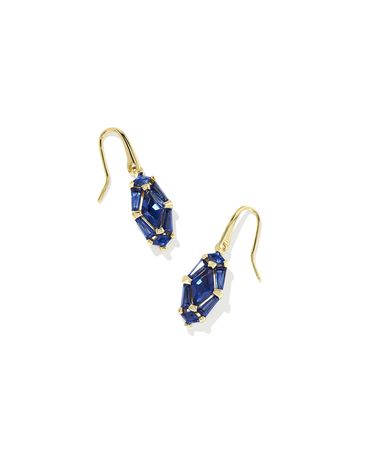 Lindy Rae Lee Drop Earrings in Blue Crystal- Gold Tone