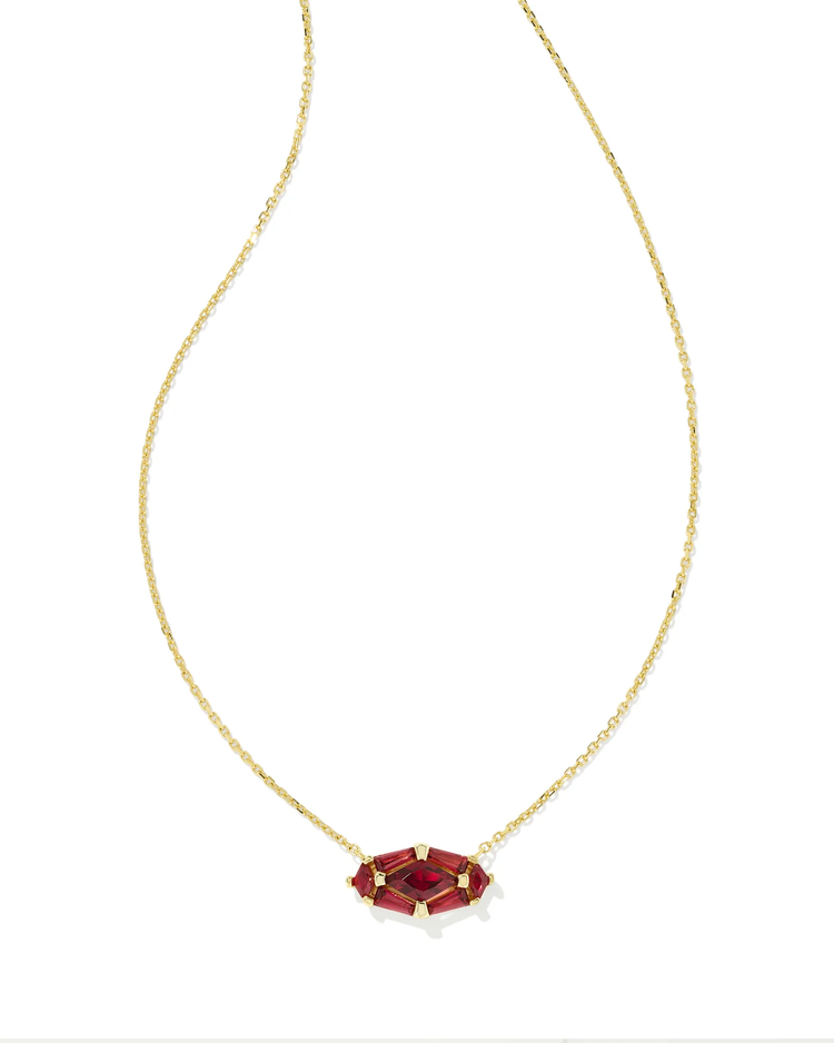 Lindy Rae Elisa Pendant Necklace in Red Crystal- Gold Tone