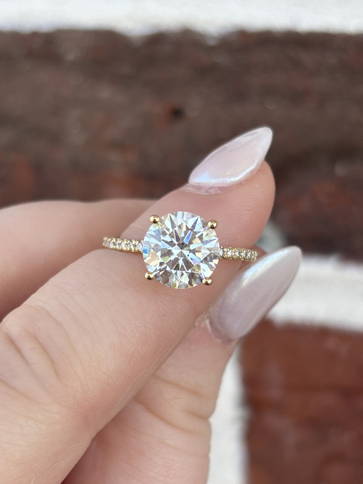 3.28cttw Lab Grown Classic Round Engagement Ring with Hidden Halo- 14KY