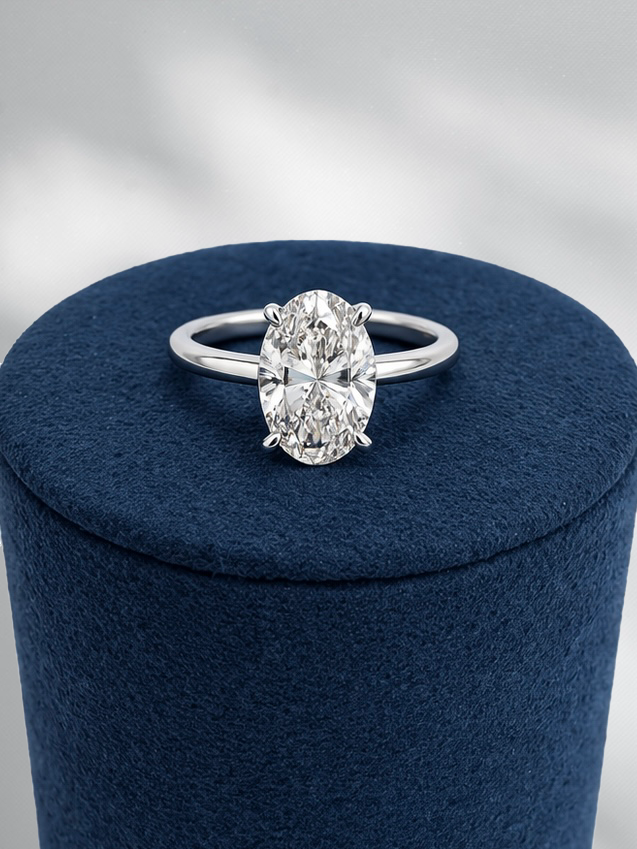 2.09cttw Lab Grown Oval Solitaire Engagement Ring- 14KW