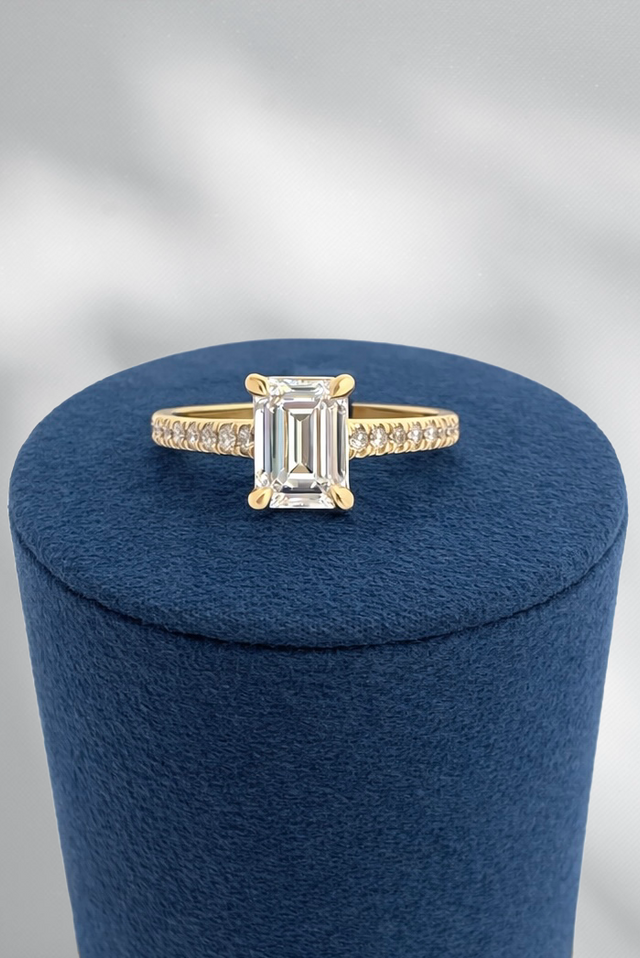 1.26cttw Lab Grown Emerald Cut Engagement Ring- 14KY