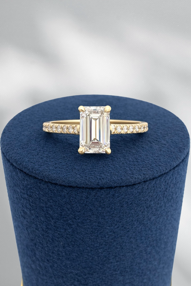 2.25cttw Lab Grown Emerald Cut Solitaire Engagement Ring- 14KY