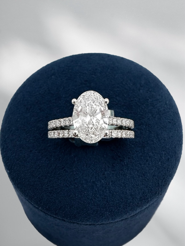2.52cttw Lab Grown Oval Brilliant Wedding Set- 14KW