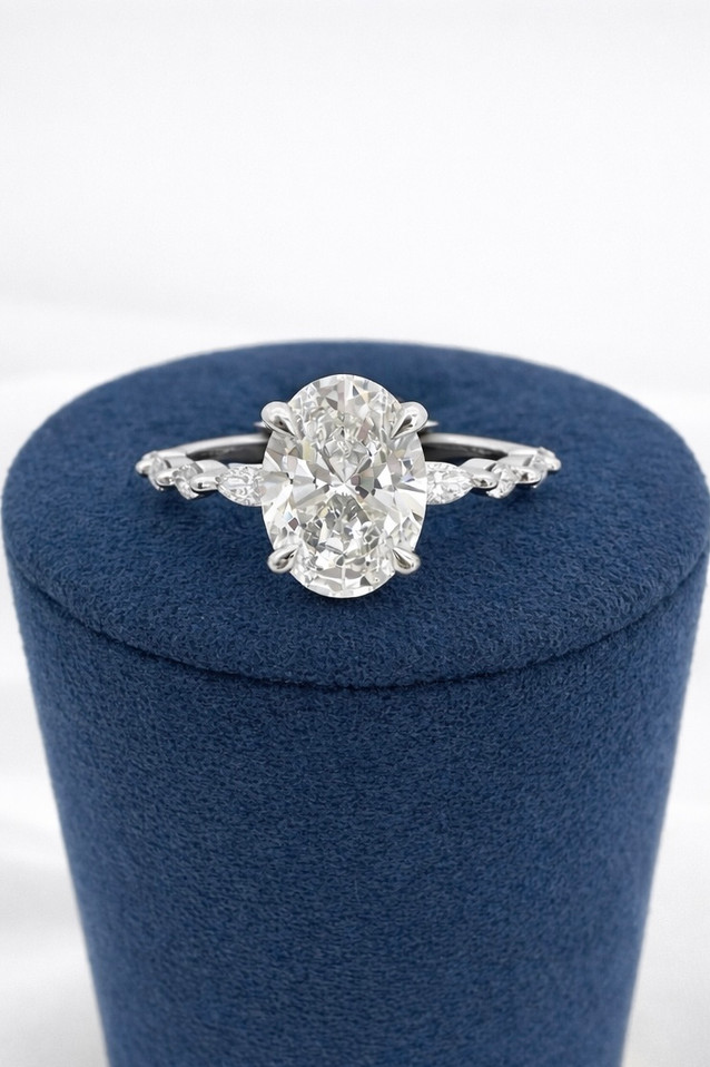 2.47cttw Lab Grown Oval Brilliant Engagement Ring - 14KW