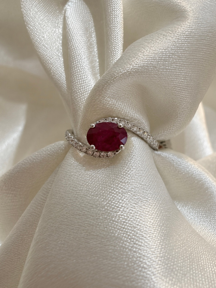 .26cttw Bypass Diamond and Ruby Ring- 14KW