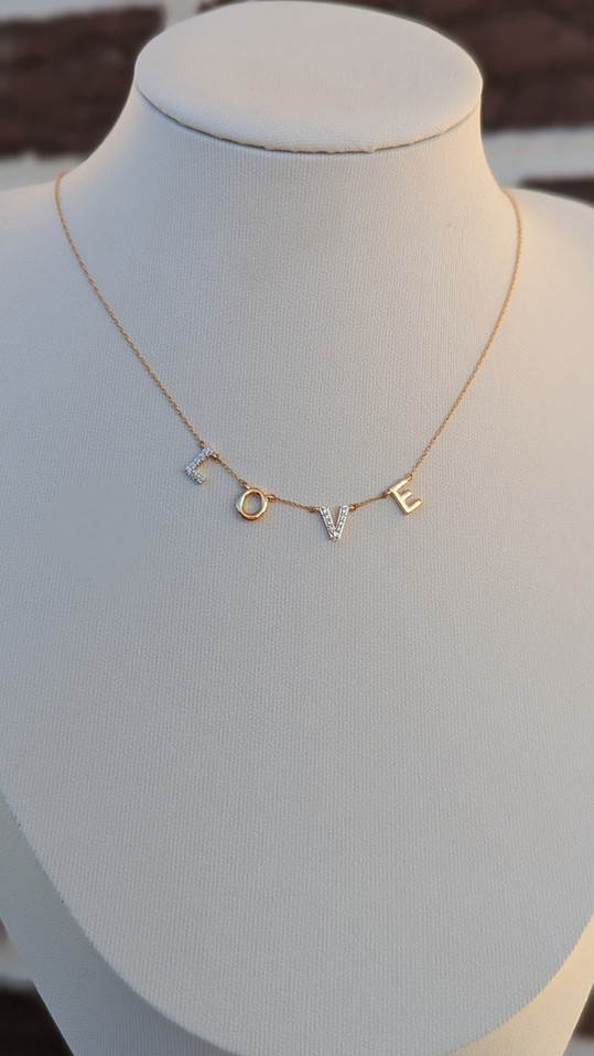 .08cttw Diamond Love Necklace- 14KY